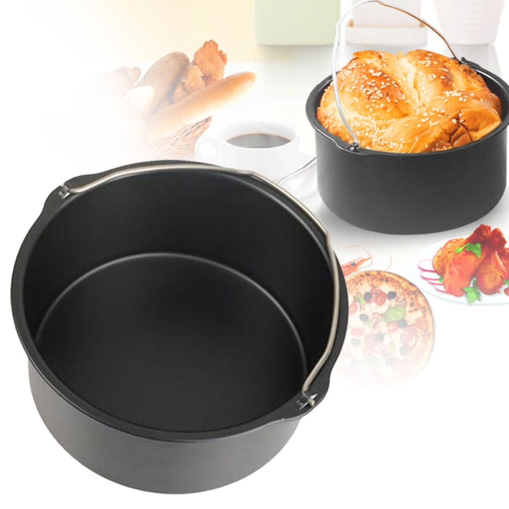 Commercial Kitchen Cooking - ถาดอบเค้กแบบนอนสติ๊ก6/7/8 ''ถาดอบตะกร้าย่างแบบกลมอุปกรณ์ทำขนมแม่พิมพ์หม้อทอด Air fryer อุปกรณ์เสริม
