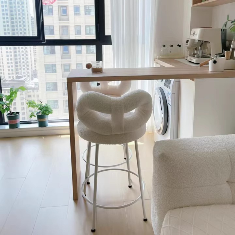 Commercial Kitchen Island - โมเดิร์นเก้าอี้บาร์สแกนดิเนเวียนความสูงเคาน์เตอร์เก้าอี้ Minimalist KITCHEN Island ที่นั่งขนแกะพนักพิงสตูลสําหรับ Home