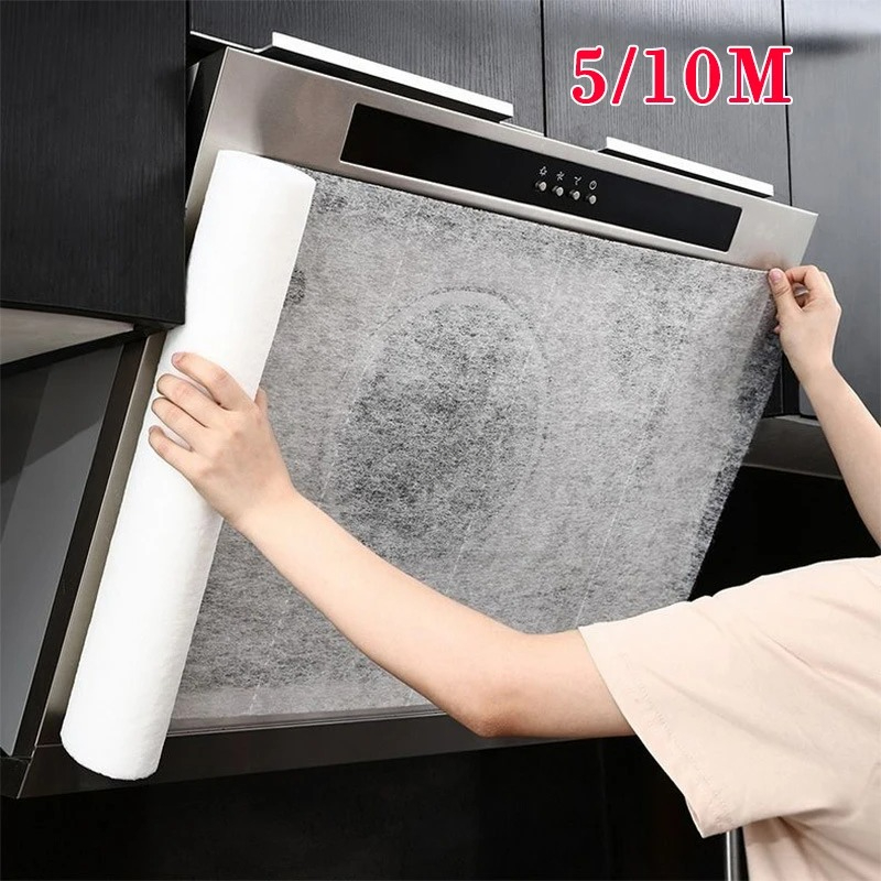 Commercial Kitchen Oil Filter - กระดาษกรองน้ำมันแบบใช้แล้วทิ้ง 5/10 เมตร สำหรับเครื่องดูดควันในครัว แผ่นกรองน้ำมันแบบไม่ทอ ป้องกันคราบน้ำมันในครัว