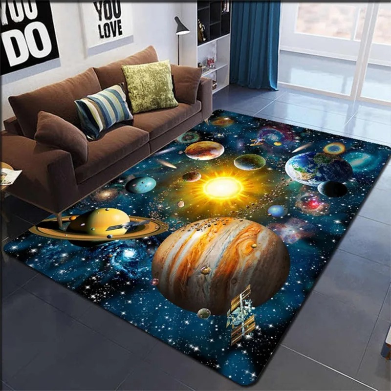 Commercial Dishwasher Table - VIKAMA การ์ตูน Planet คริสตัลกํามะหยี่พรมห้องนั่งเล่นขนาดใหญ่ห้องนอนพรมกันลื่นโซฟาโต๊ะกาแฟผ้าห่มเด็ก Mat