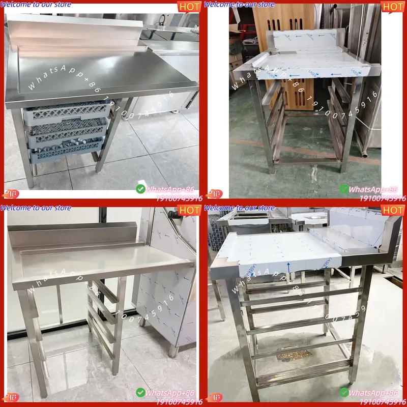 Commercial Dishwasher Table - ชั้นวางของเชิงพาณิชย์พรีเมียม ปี 2026 พร้อมโต๊ะเก็บจาน ทำจากสแตนเลส 304
