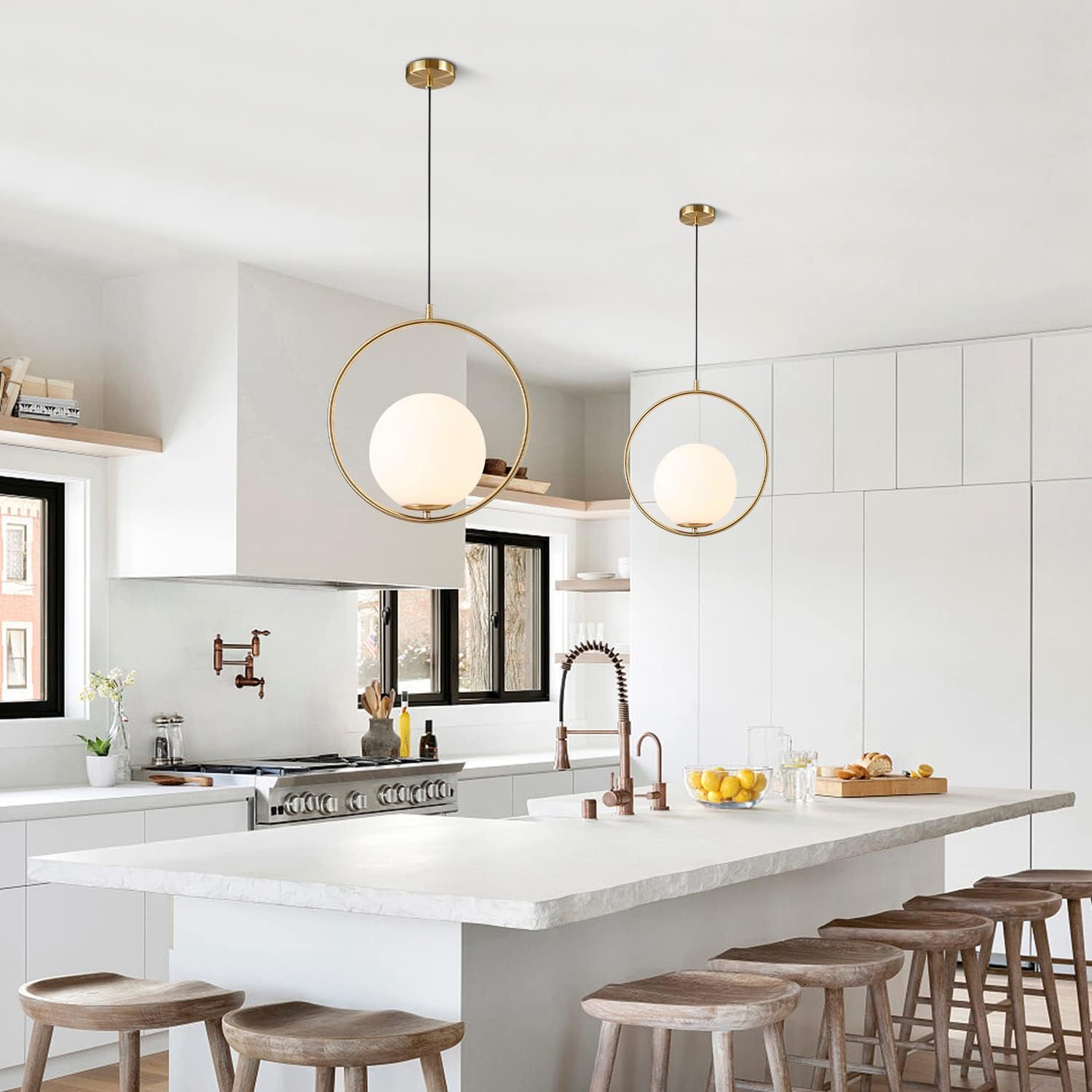 Commercial Kitchen Island - โคมไฟแขวนเพดาน PVC สีทอง สำหรับร้านอาหาร บาร์ ร้านเสื้อผ้า