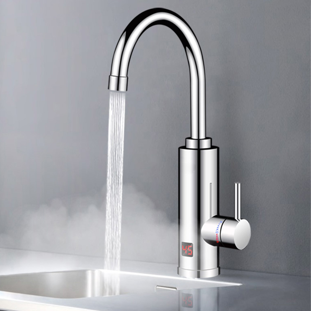 Commercial Kitchen Tap - เครื่องทำน้ำอุ่นไฟฟ้า 3000 วัตต์ สำหรับห้องน้ำและห้องครัว ก๊อกน้ำแบบไม่ใช้ถัง พร้อมหน้าจอแสดงอุณหภูมิ