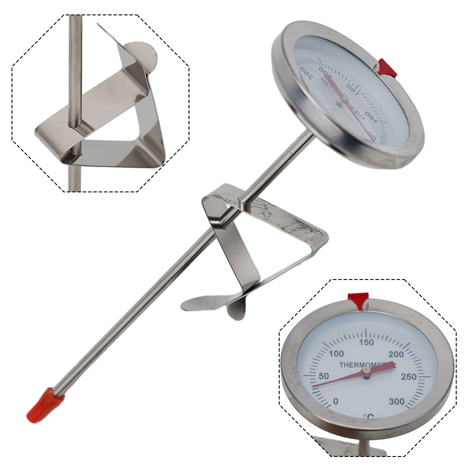 Commercial Kitchen Equipment List - เทอร์โมมิเตอร์วัดอุณหภูมิอาหารแบบสแตนเลส อุปกรณ์ครัว วัดอุณหภูมิการปรุงอาหาร 0~300 ℃ นม
