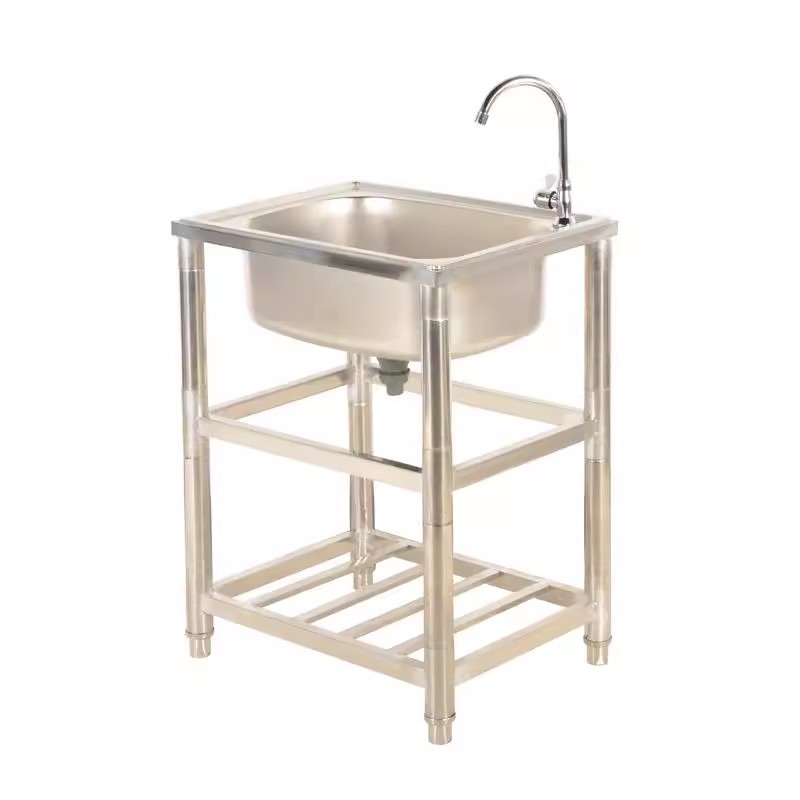 Commercial Kitchen Double Sink - อ่างล้างจานสแตนเลสคู่ ขนาด 82*48*80 ซม. อ่างล้างจานสำหรับครัวเชิงพาณิชย์ อ่างล้างจานสำหรับร้านอาหาร