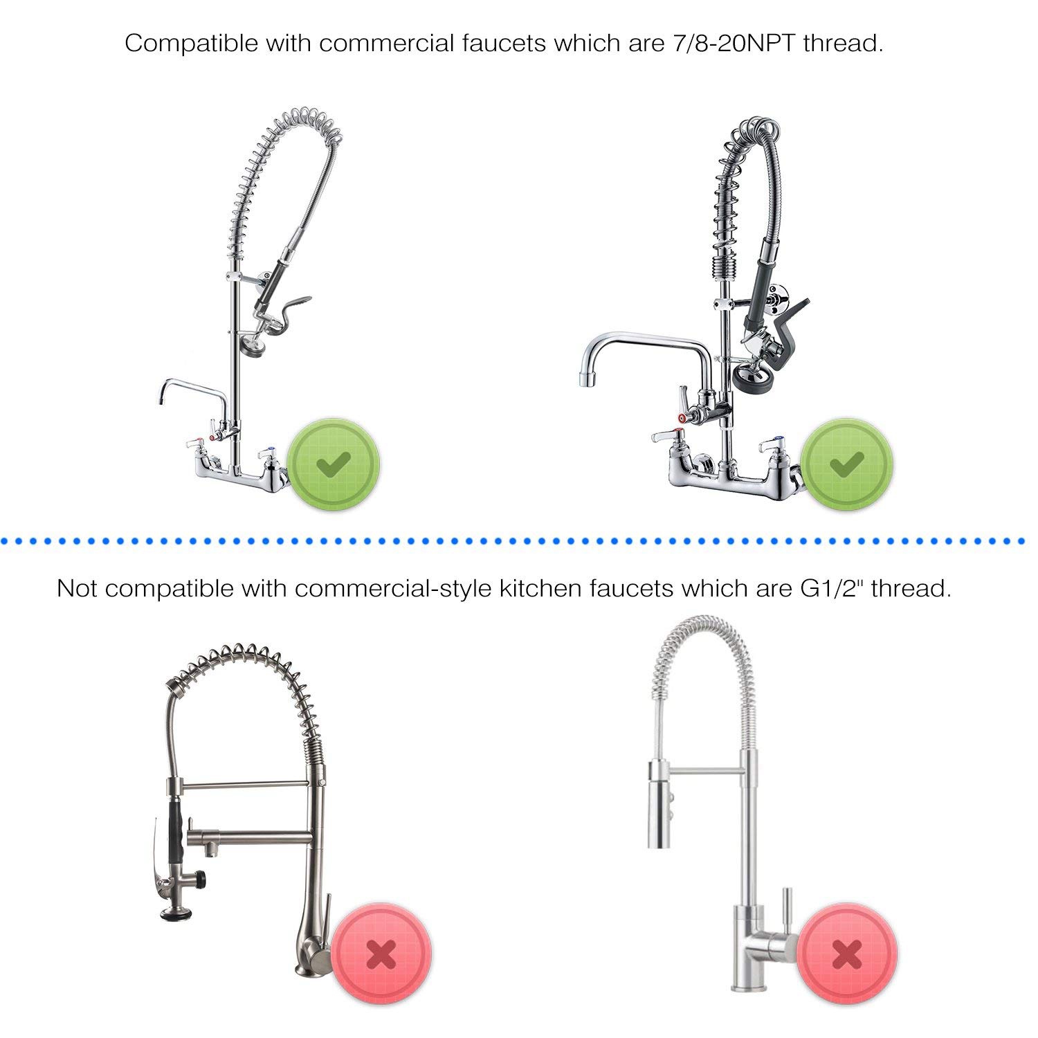Commercial Kitchen Faucets - ในสต็อก Pre Rinse Sprayer ก๊อกน้ําห้องครัวเชิงพาณิชย์อะไหล่ Chrome