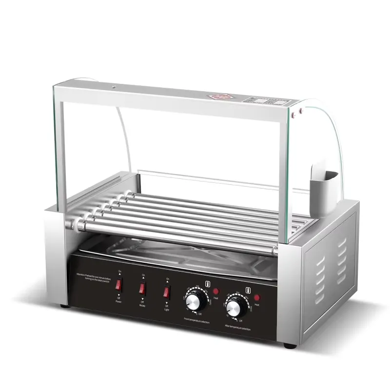 Hot Dog Roller Grill - เครื่องย่างฮอทดอกสแตนเลสเชิงพาณิชย์ ปี 2026 พร้อมระบบควบคุมอุณหภูมิแบบคู่ เครื่องย่างไส้กรอกไฟฟ้า