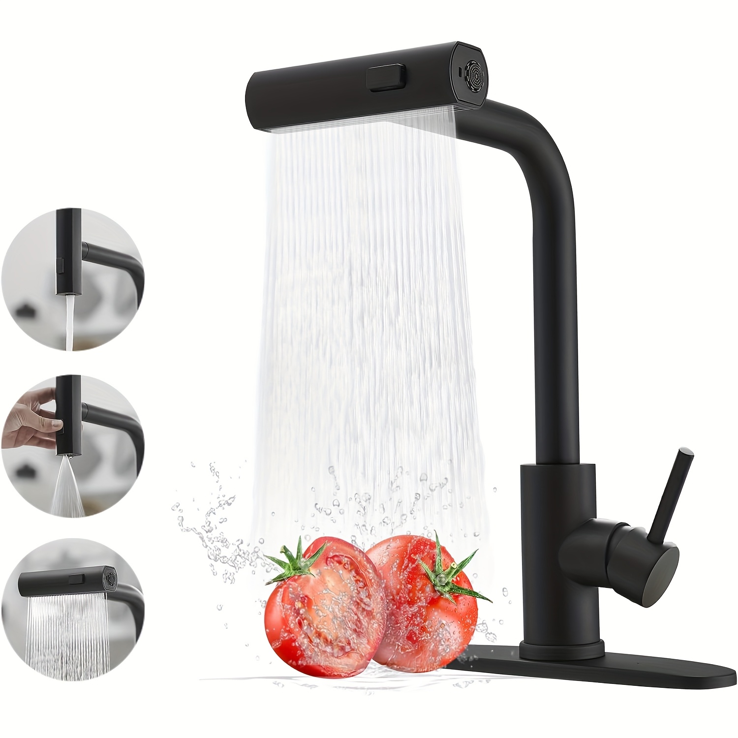 1 PC สีดําก๊อกน้ําห้องครัวดึงส - Commercial Kitchen Faucets บทวิจารณ์และราคา