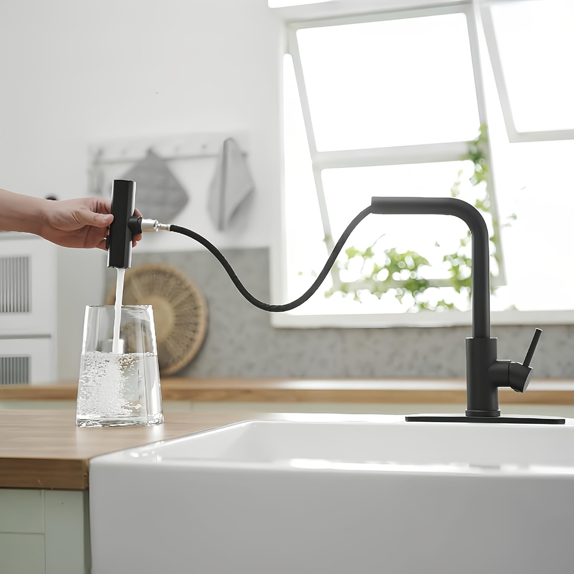 1 PC สีดําก๊อกน้ําห้องครัวดึงส - Commercial Kitchen Faucets บทวิจารณ์และราคา