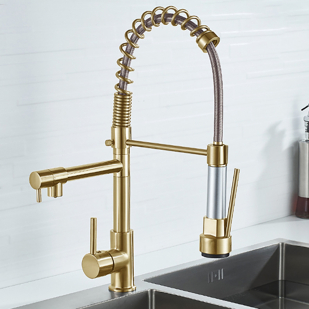 DQOK สีดําแปรงฤดูใบไม้ผลิดึงลง - Commercial Kitchen Faucets บทวิจารณ์และราคา