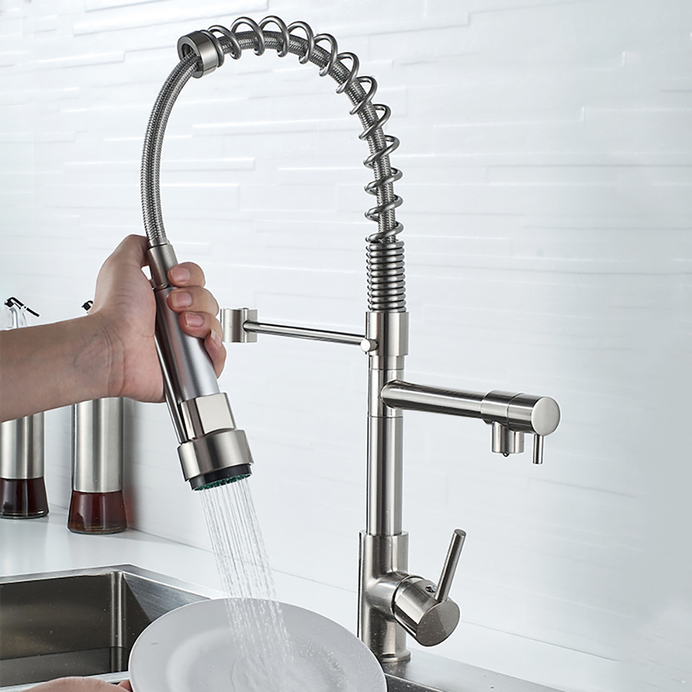 DQOK สีดําแปรงฤดูใบไม้ผลิดึงลง - Commercial Kitchen Faucets บทวิจารณ์และราคา