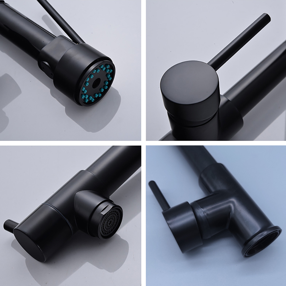 DQOK สีดําแปรงฤดูใบไม้ผลิดึงลง - Commercial Kitchen Faucets บทวิจารณ์และราคา