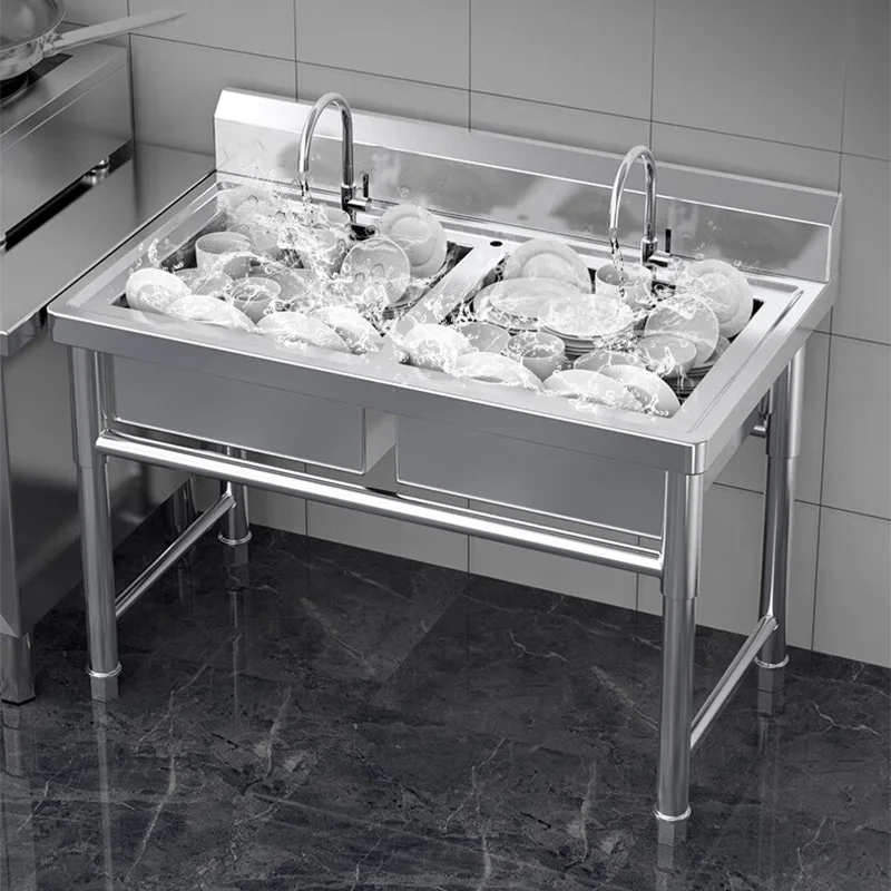 อ่างล้างจานในครัว—สำหรับโรงอาห - Commercial Kitchen Double Sink บทวิจารณ์และราคา