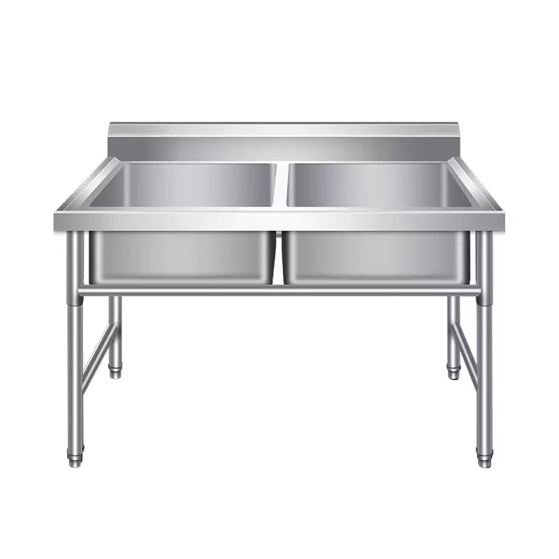 โต๊ะทำงานสแตนเลสสำหรับครัวเชิง - Commercial Kitchen Double Sink บทวิจารณ์และราคา